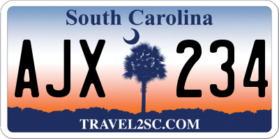 SC license plate AJX234