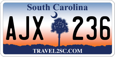 SC license plate AJX236