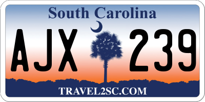 SC license plate AJX239