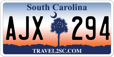 SC license plate AJX294