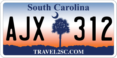 SC license plate AJX312