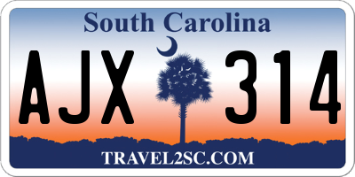 SC license plate AJX314