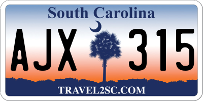 SC license plate AJX315