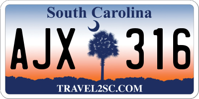 SC license plate AJX316