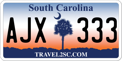 SC license plate AJX333