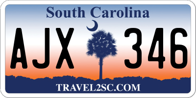 SC license plate AJX346