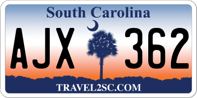 SC license plate AJX362