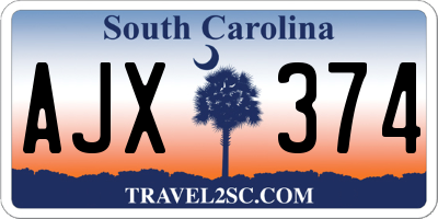 SC license plate AJX374