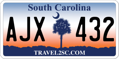 SC license plate AJX432