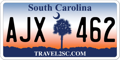 SC license plate AJX462