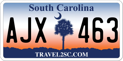 SC license plate AJX463