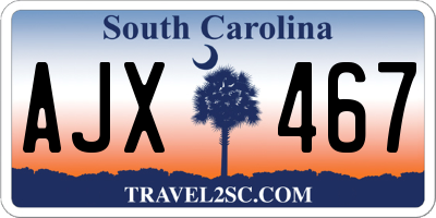SC license plate AJX467