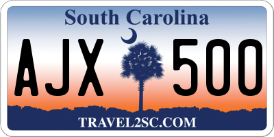 SC license plate AJX500