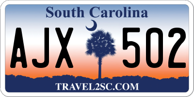 SC license plate AJX502