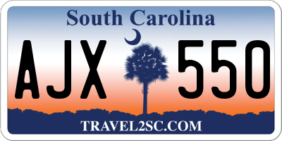 SC license plate AJX550