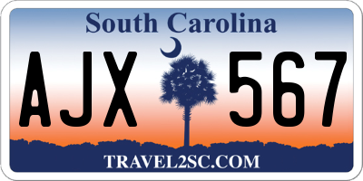 SC license plate AJX567