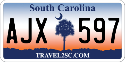 SC license plate AJX597