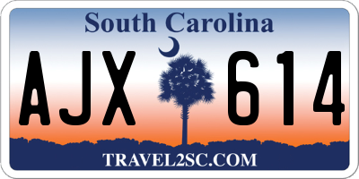 SC license plate AJX614