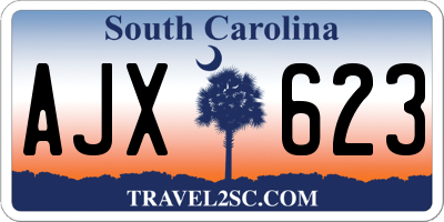 SC license plate AJX623