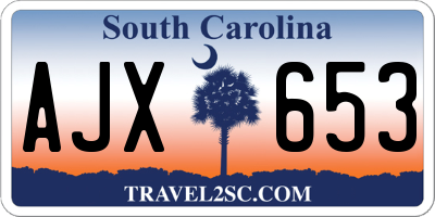 SC license plate AJX653