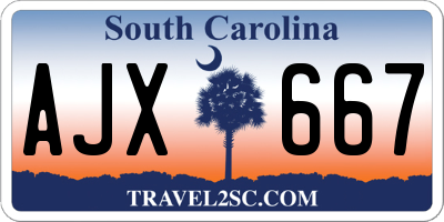SC license plate AJX667