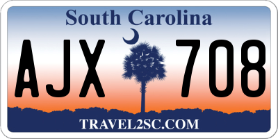 SC license plate AJX708