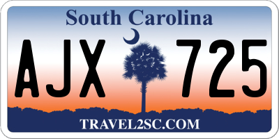 SC license plate AJX725