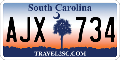 SC license plate AJX734