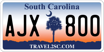 SC license plate AJX800