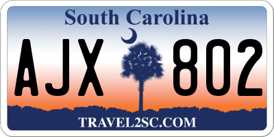 SC license plate AJX802