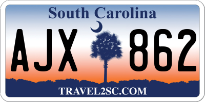 SC license plate AJX862