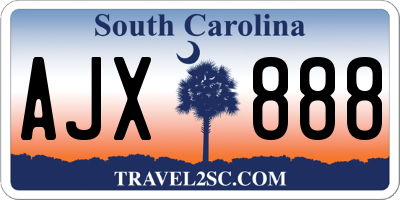 SC license plate AJX888