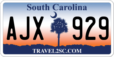 SC license plate AJX929