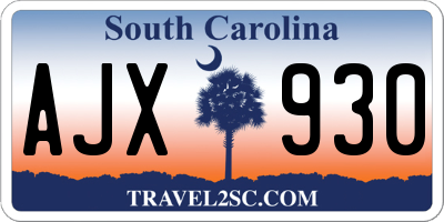 SC license plate AJX930