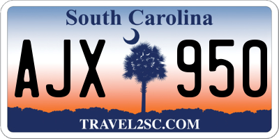 SC license plate AJX950