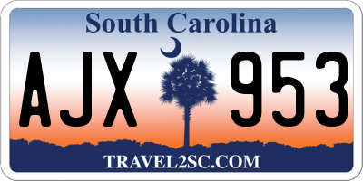 SC license plate AJX953