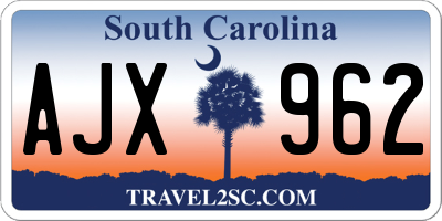 SC license plate AJX962