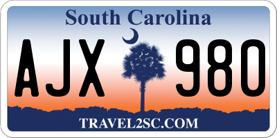 SC license plate AJX980