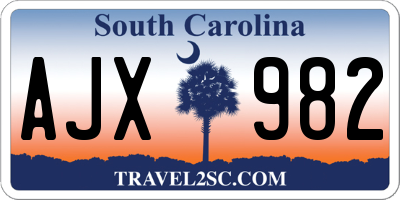 SC license plate AJX982