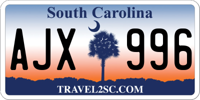 SC license plate AJX996