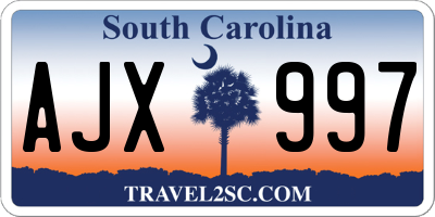 SC license plate AJX997