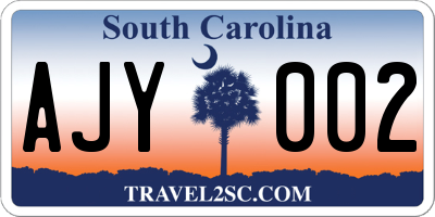 SC license plate AJY002