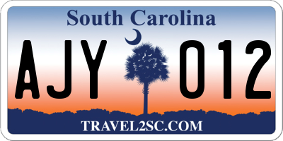SC license plate AJY012