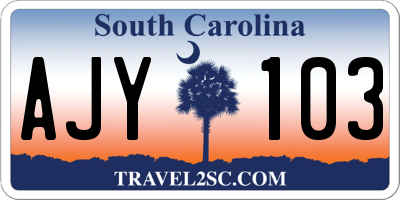 SC license plate AJY103