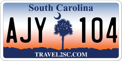 SC license plate AJY104