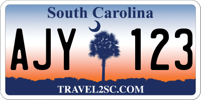 SC license plate AJY123