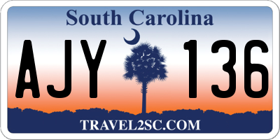 SC license plate AJY136