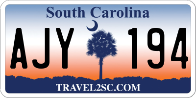 SC license plate AJY194
