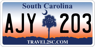 SC license plate AJY203