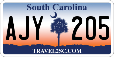 SC license plate AJY205